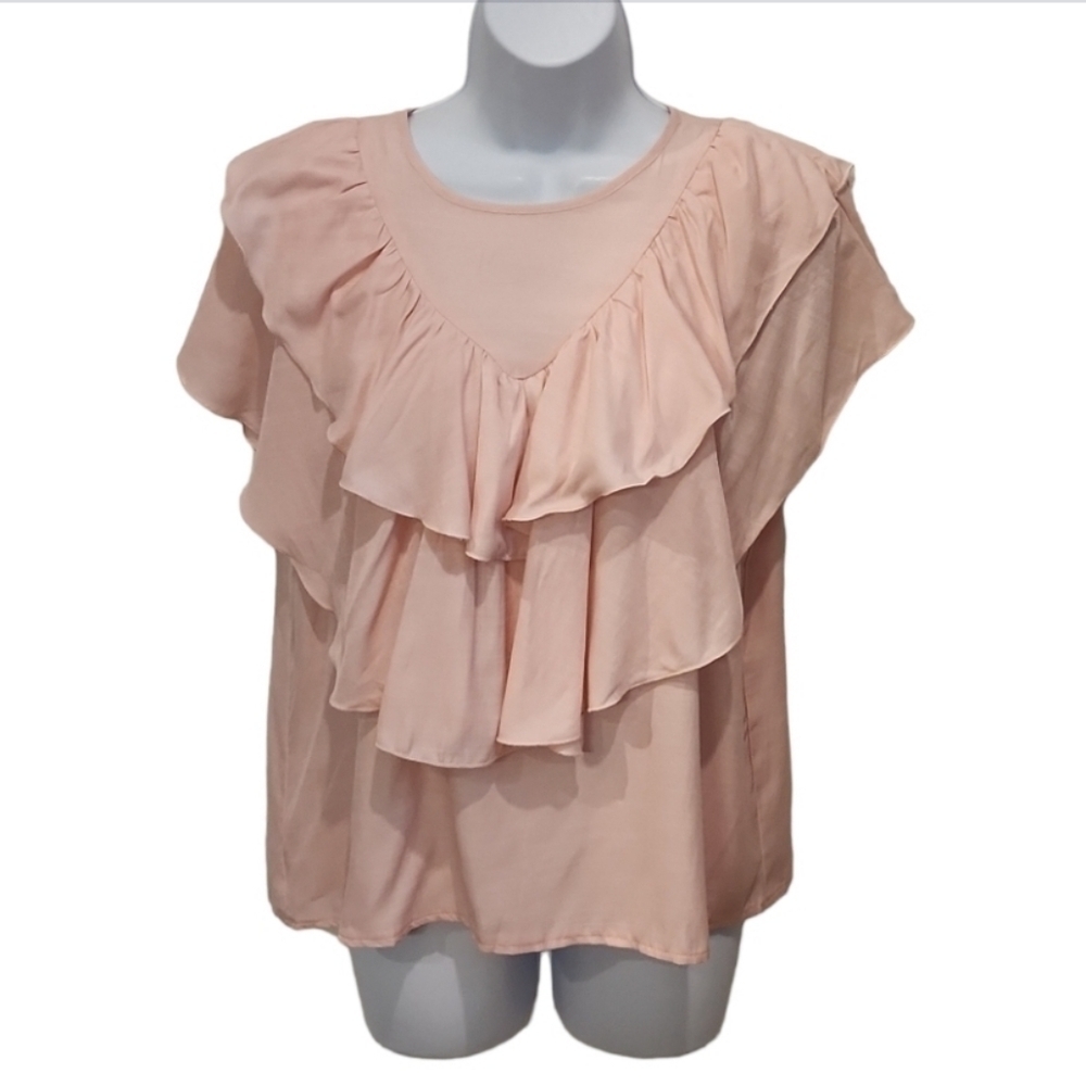 Pink Ruffle Pilgrim Top Keyhole Back - Picture 3 of 7